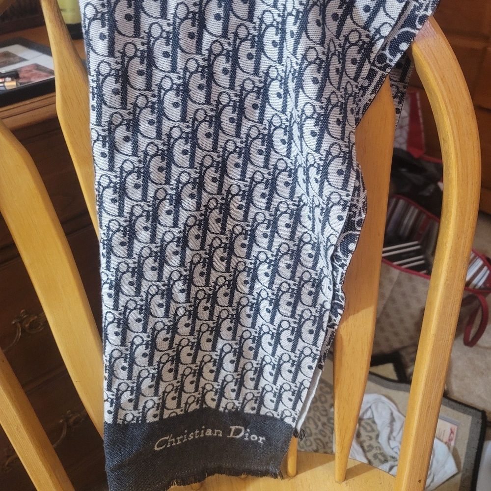 Christian dior oblique scarf marine bleu